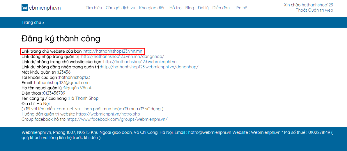 tạo web bán hàng miễn phí